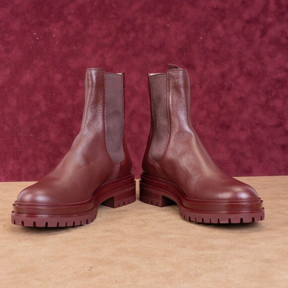 Gianvito Rossi Women Chester Burgundy Leather Chelsea Boots size 6US 36EU - Picture 2 of 10